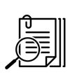 Document inspection vector icon. audit illustration sign. contract symbol. discovery logo.