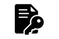 Document and key symbol representing security and access management in digital environments Royalty Free Stock Photo