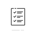 Document list with checkmarks vector icon, line outline checklist form or to do list with completed ticks symbol, idea