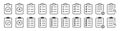 Document list icon. Clipboard form icon collection. Document preparation set signs. Stock vector