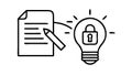 Document with Locked Lightbulb for Patent and IP, vector design Generative AI Royalty Free Stock Photo