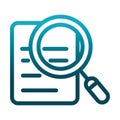 Document magnifier analysis laboratory science and research gradient style icon