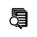 Document with magnifier loupe business concept. Scrutiny document plan icon in flat style. Review statement vector illustration on