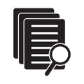 Document with magnifier loupe business concept. Scrutiny document plan icon in flat style. Review statement vector illustration.