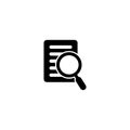 Document with magnifier loupe business concept. Scrutiny document plan icon in flat style. Review statement vector illustration on