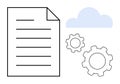 Document Management Concept with Cloud Storage and Gear Icons Representing Workflow Automation Royalty Free Stock Photo