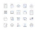 Document management line icons collection. Organization, Efficiency, Security, Automation, Collaboration, Tracking