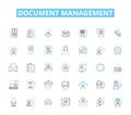 Document management linear icons set. Organization, Efficiency, Automation, Security, Workflow, Collaboration, Audit