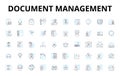 Document management linear icons set. Organization, Efficiency, Automation, Security, Workflow, Collaboration, Audit Royalty Free Stock Photo