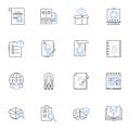 Document management line icons collection. Archiving, Collaboration, Compliance, Digitization, Editing, Filing, Indexing