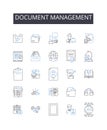 Document management line icons collection. Record keeping, File organization, Data handling, Information storage, Paper