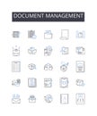 Document management line icons collection. Record keeping, File organization, Data handling, Information storage, Paper