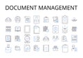 Document management line icons collection. Record keeping, File organization, Data handling, Information storage, Paper