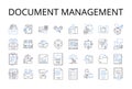 Document management line icons collection. Record keeping, File organization, Data handling, Information storage, Paper