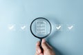 Document Management System Check mark, online documentation database and process automation to efficiently manage files, knowledge Royalty Free Stock Photo