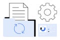 Document Management System Concept with File Folder, Gear, and Data Elements for Workflow Optimization Royalty Free Stock Photo