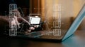 Document Management System DMS, online documentation database, and process automation to efficiently manage files Royalty Free Stock Photo