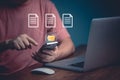 Document Management System DMS, online documentation database and process automation to efficiently manage files, knowledge and Royalty Free Stock Photo