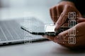 A document management system DMS, an online documentation database, and process automation to manage files, knowledge, and Royalty Free Stock Photo
