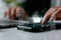 Document Management System DMS, online documentation database and process automation to manage files, knowledge, and documents Royalty Free Stock Photo