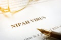 Document about Nipah virus NiV. Royalty Free Stock Photo