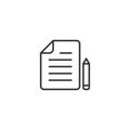 Document note with pen icon in flat style. Paper sheet pencil vector illustration on white background. Notepad document business Royalty Free Stock Photo