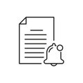 Document With Notification Bell Line Icon. Reminder Alert And Task Management Outline Symbol. Efficient Workflow And Royalty Free Stock Photo