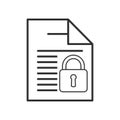 Document with Padlock Outline Flat Icon