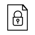 Document with padlock vector line icon. File management, restricted access, privacy, personal data, private information, secret