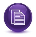 Document pages icon glassy purple round button