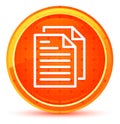 Document pages icon natural orange round button Royalty Free Stock Photo