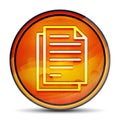 Document pages icon shiny bright orange round button illustration