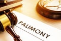 Document about palimony on a court desk. Royalty Free Stock Photo