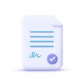 Document paper. Contract, agreement, terms, conditions, assignment concept. 3d vector icon.