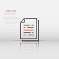 Document paper icon in flat style. Terms sheet illustration on white isolated background. Document analytics business concept Royalty Free Stock Photo