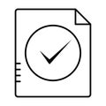 Document paper sheet checkmark. Outline approved and correct icon in flat style. Check tick mark as ok symbol of business process