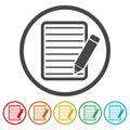 Document With Pencil Icons set Royalty Free Stock Photo