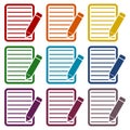 Document With Pencil Icons set Royalty Free Stock Photo