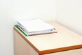 Document pile on office desk, Stack of business paper on the table with blurred of meeting room interior background. job interview Royalty Free Stock Photo