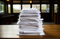 Document pile on office desk, Stack of business paper on the table with blurred of meeting room interior background. job Royalty Free Stock Photo