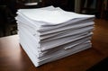 Document pile on office desk, Stack of business paper on the table with blurred of meeting room interior background. job Royalty Free Stock Photo