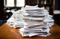 Document pile on office desk, Stack of business paper on the table with blurred of meeting room interior background. job Royalty Free Stock Photo