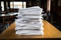 Document pile on office desk, Stack of business paper on the table with blurred of meeting room interior background. job Royalty Free Stock Photo