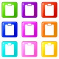 Document plan icons set 9 color collection Royalty Free Stock Photo
