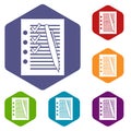 Document with plan and pen icons set Royalty Free Stock Photo