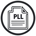 Document with PLL acronym on paper icon inside a circle symbol Royalty Free Stock Photo