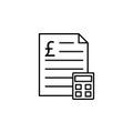 Document, pound, calculator icon. Element of finance illustration. Signs and symbols icon can be used for web, logo, mobile app,