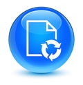 Document process icon glassy cyan blue round button