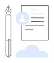 Digital Document Management and Online Profile with Pen, Document, and Cloud Royalty Free Stock Photo