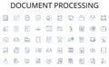 Document processing line icons collection. Governance, Management, Authority, Control, Direction, Surveillance